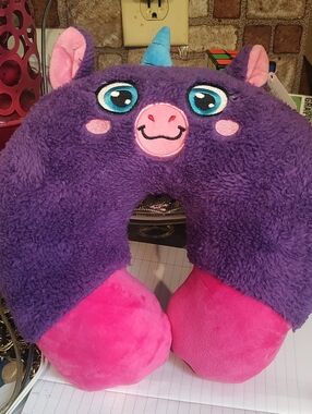 Plush Purple & Pink Unicorn Neck Pillow for Kids Nwt